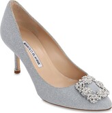 Thumbnail for your product : Manolo Blahnik 70mm Hangisi Notturno Lurex Pumps