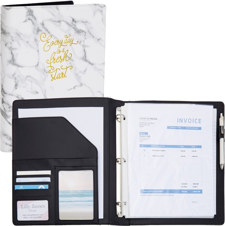 Paper Junkie Document Portfolio - Paper Junkie Document Portfolio Resume Organizer Portfolio File Holder Folders Letter Size 3 Ring Binder With Clipboard Marble Gold Foil 10 5x12 5 