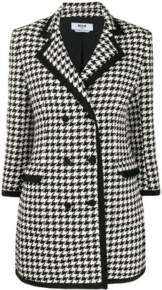 MSGM Double Breasted Houndstooth Blazer