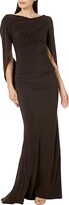Thumbnail for your product : Betsy & Adam Long Jersey Ruched Drape Back Dress (Brown) Women's Dress