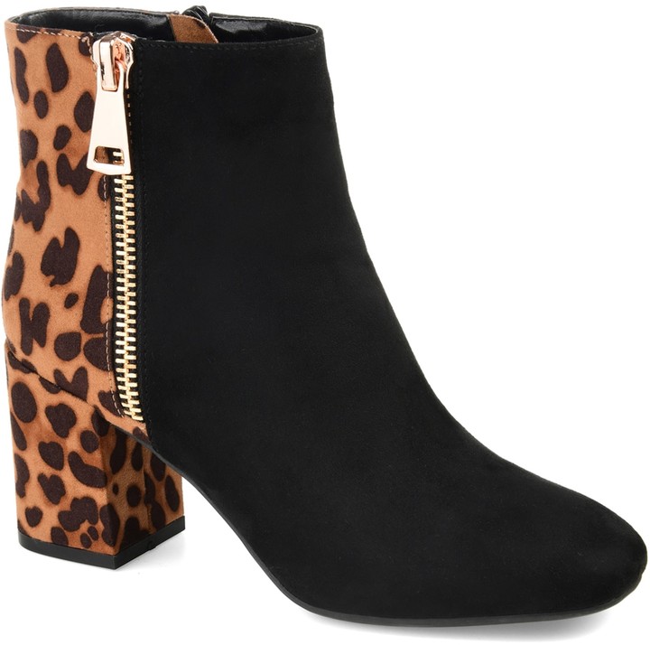 black and white leopard booties