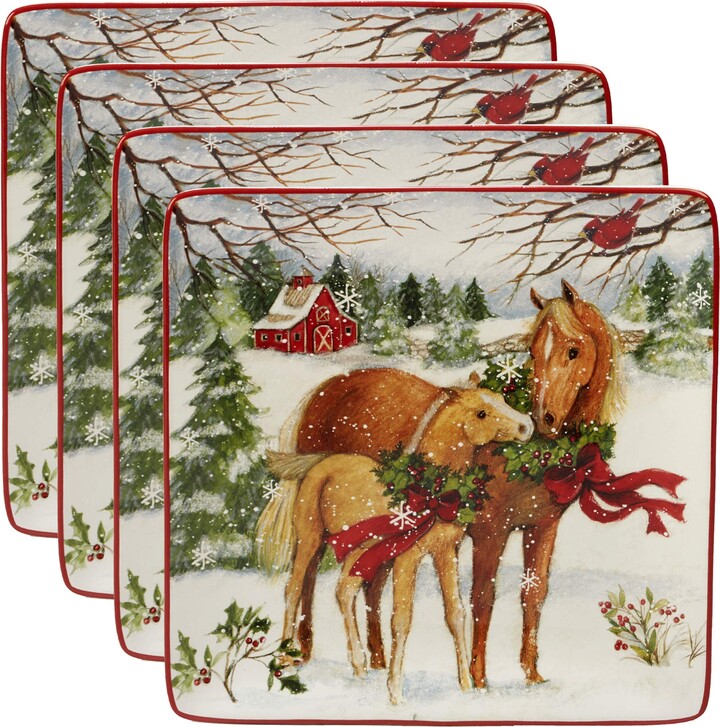 Certified International 22800SET4 Christmas on The Farm 10.5" Dinner Plate, Set of 4, One Size, Mulicolored