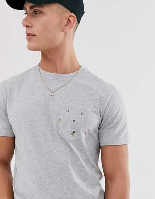 Threadbare tropical pocket t-shirt in grey