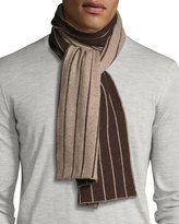 Thumbnail for your product : Portolano Stripe-Print Ribbed Scarf, Light Brown/Espresso