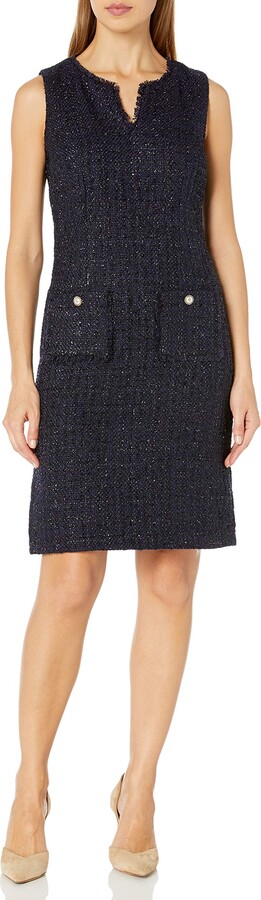 Karl Lagerfeld Paris Women's Tweed Shift Dress with Pockets - ShopStyle