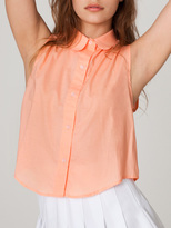 Thumbnail for your product : American Apparel Sleeveless Lawn Crop Button-Up