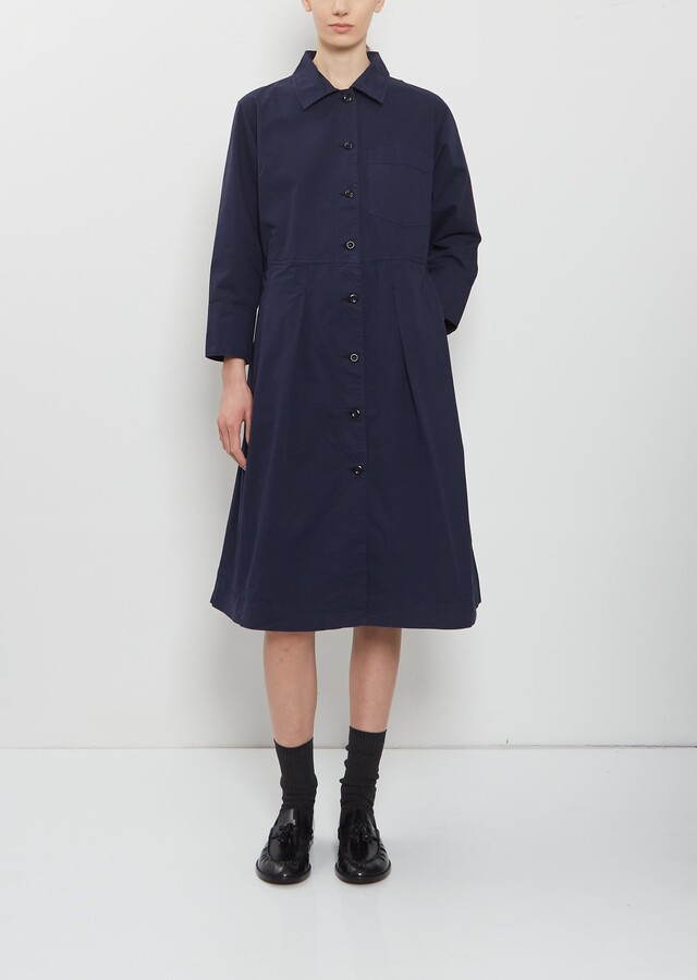 Mhl By Margaret Howell Pleated Cotton Shirt Dress