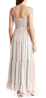 Angie Stripe Peekaboo Tiered Maxi Dress