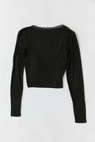 Thumbnail for your product : Urban Outfitters Ribbed Lace Trim Wrap Top