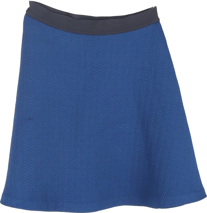 Sandro Textured Mini A-Line Skirt in Navy Blue Polyester