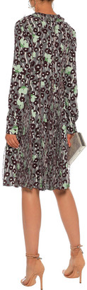 Valentino Embellished Chiffon-paneled Printed Silk Crepe De Chine Dress