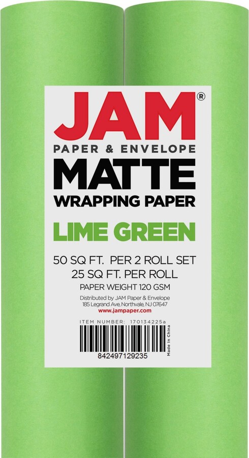 JAM PAPER Black Matte Gift Wrapping Paper Rolls - 2 packs of 25 Sq