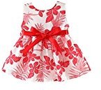 Fheaven Baby Girls Summer Princess Sleeveless Dress Leaf Printing Blet Bowknot Party Dress (9M, Red)