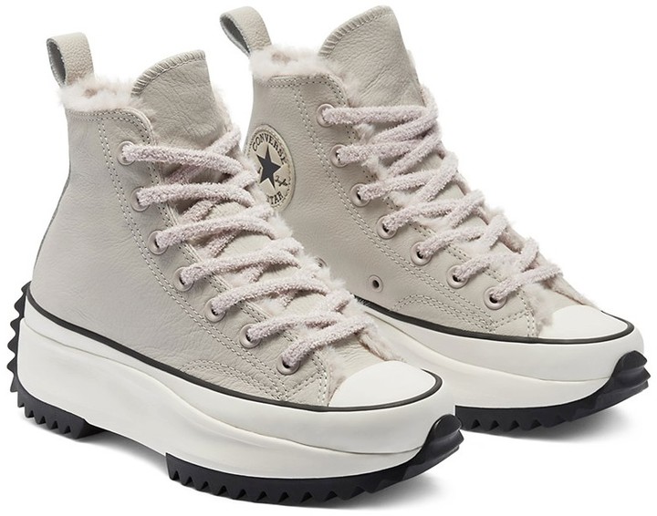 Converse Run Star Hike Hi borg lined sneakers in cream - ShopStyle