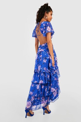 boohoo Floral Dobby Cut Out Ruffle Maxi Dress - ShopStyle