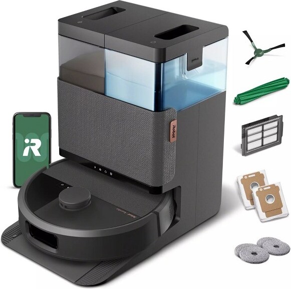 iROBOT iRobotRoombaPlus505ComboCordlessVacuum&MopN1850205.8"CleaningPathBlack