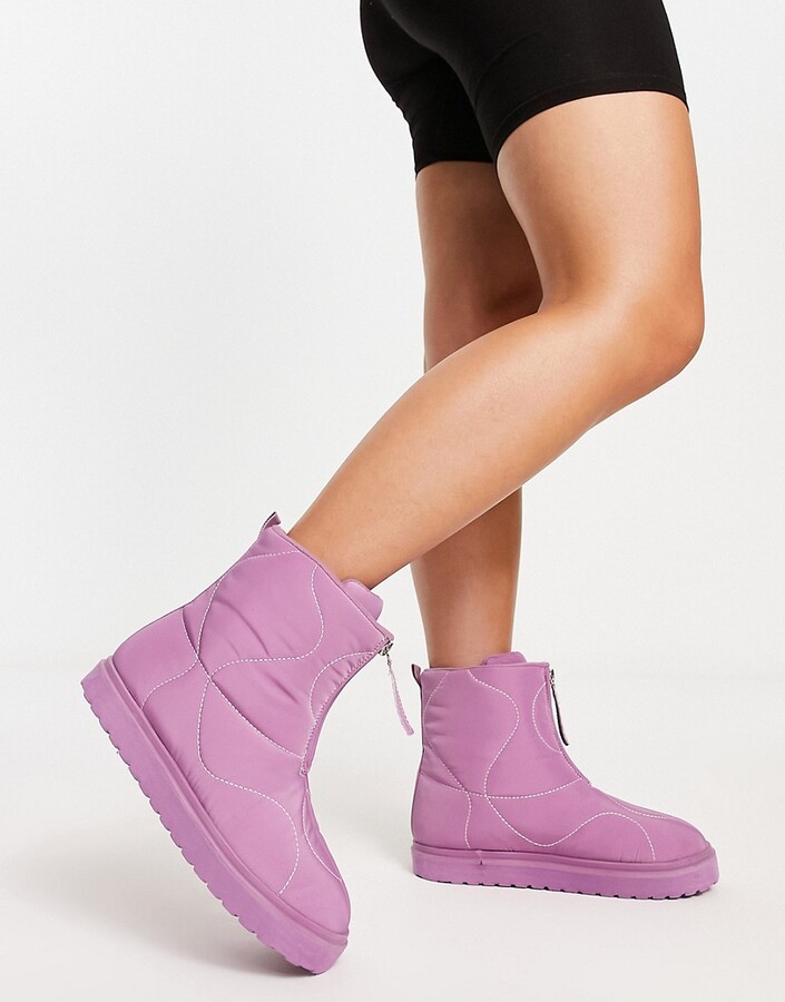 ASOS DESIGN Avenue padded zip front boots in lilac - ShopStyle