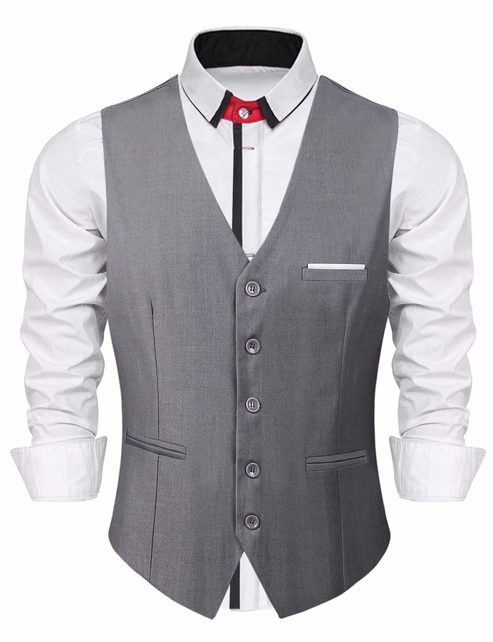 iClosam Gilet da Uomo Classic Paisley Vest Suit Set Slim Fit Gilet da Cerimonia Formale 
