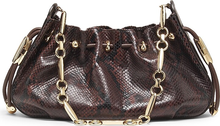 Zimmermann Women's Halcyon Snake-Embossed Leather Clutch - Dark Brown
