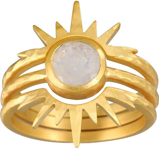 Light Seeker Moonstone Starburst Nested Ring Set
