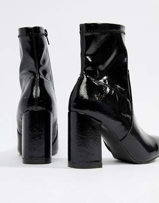 Public Desire Raya black patent sock boots