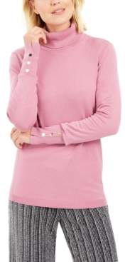 JM Collection Stud-Sleeve Pullover Turtleneck Sweater, Created for Macy's