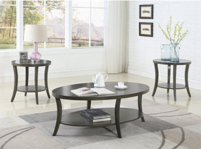Latitude Run Perth 3-Piece Oval Coffee Table With End Tables Set