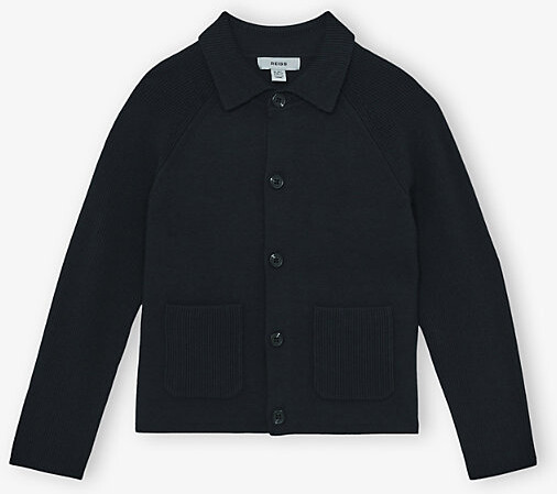 Reiss Navy Fitzgerald Button-Through Knitted Cardigan 3-9 Years 6-7 Years