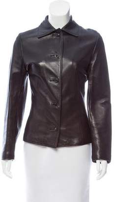 Gianni Versace Leather Button-Up Jacket