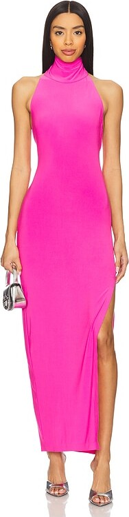 Norma Kamali x REVOLVE Halter Turtleneck Side Slit Gown