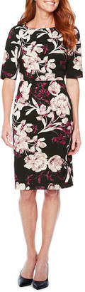 Liz Claiborne Short Sleeve Floral Sheath Dress