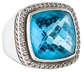 David Yurman Diamond & Blue Topaz Albion Ring
