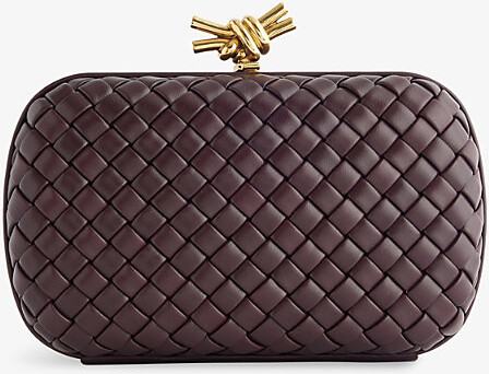 Bottega Veneta Womens Barolo-M Brass Knot Intrecciato Leather Clutch