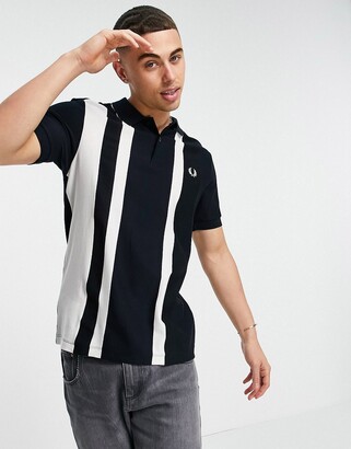 Fred Perry striped pique polo in navy