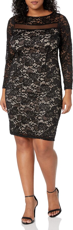 illusion neckline cocktail dress