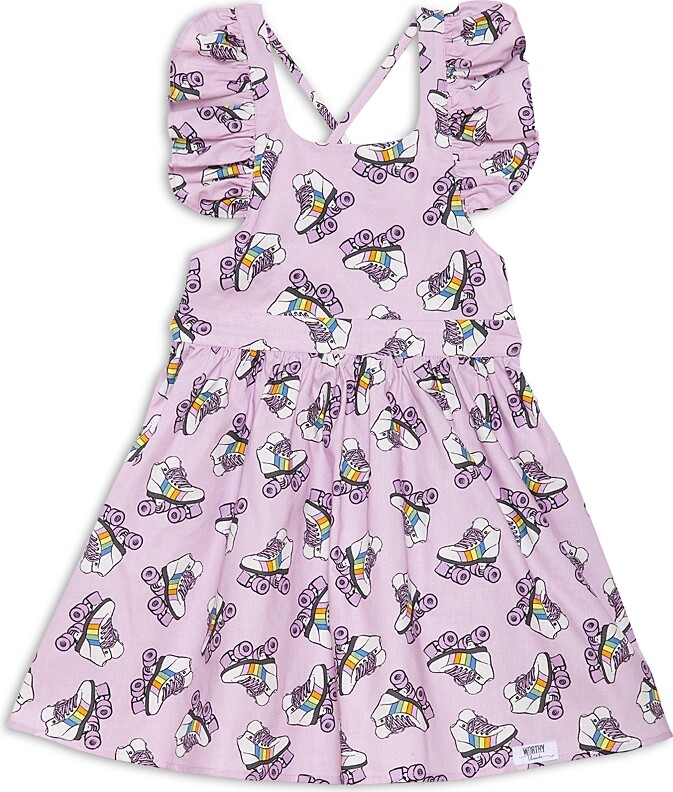 Worthy Threads Girls' Ruffle Sleeve Dress in Rollerskates - Little Kid, Big Kid