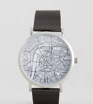 Reclaimed Vintage Inspired London Map Mesh Watch In Black Exclusive To ASOS