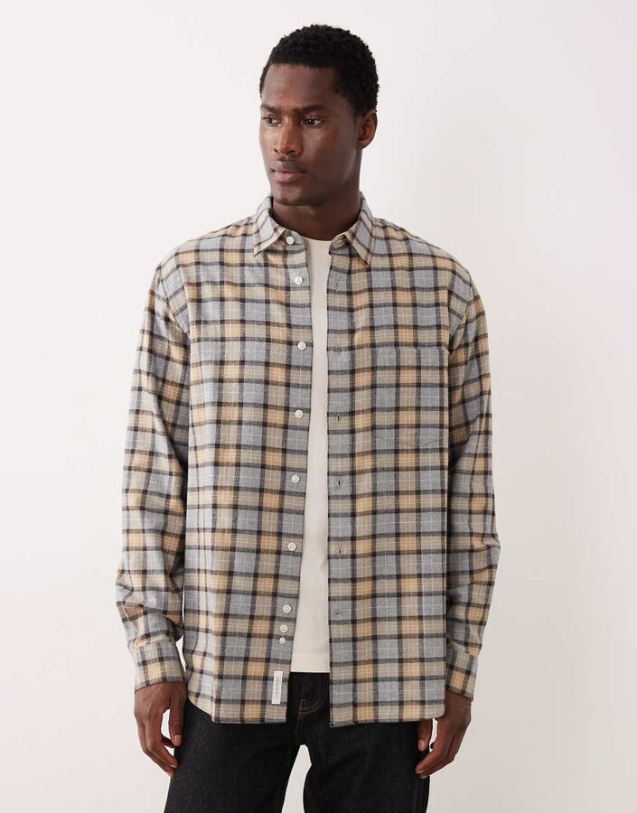 Arket relaxed fit flannel shirt in beige