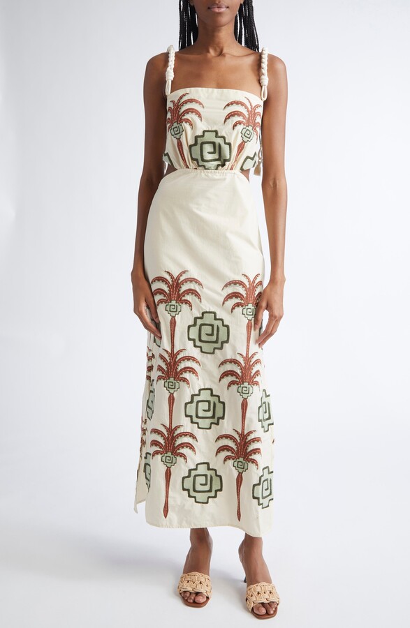 Tributaries Embroidered Cotton Blend Dress