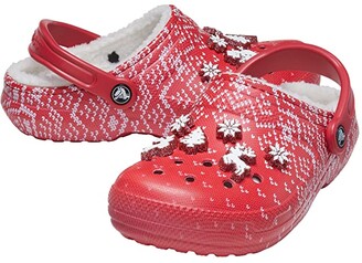 red crocs with fur inside