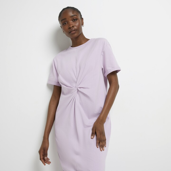 River Island Womens Purple twist front t-shirt midi dress ShopStyle