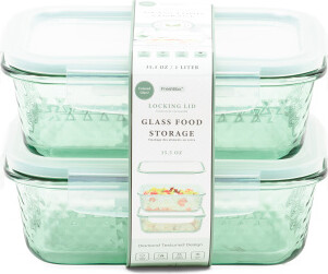 2pk 35.5oz Textured Glass Food Storage Containers