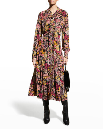 Polo Ralph Lauren Floral-Print Ruffle-Trim Long-Sleeve Dress - ShopStyle