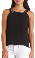 Thumbnail for your product : Charlotte Russe Embellished Sheer Chiffon Sleeveless Top