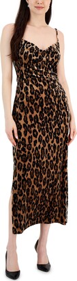 Taylor Women's Animal-Print Sleeveless Velvet Dress