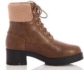 Thumbnail for your product : Quiz Wide Fit Brown Faux Leather Lace Up Hiker Boots