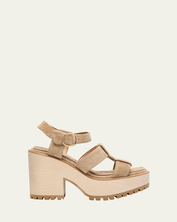 Gabriela Hearst Hera Suede Platform Block-Heel Sandals