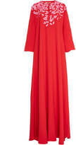 Carolina Herrera Silk Scarlet Embroidered Maxi Dress