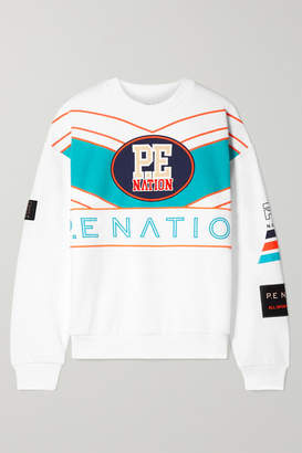 P.E Nation Secure Defence Oversized Printed Embroidered Cotton-terry Sweatshirt - White