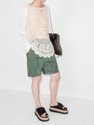 By Walid Blaze patchwork embroidered shorts